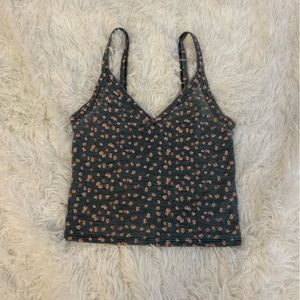 floral american eagle cropped tank